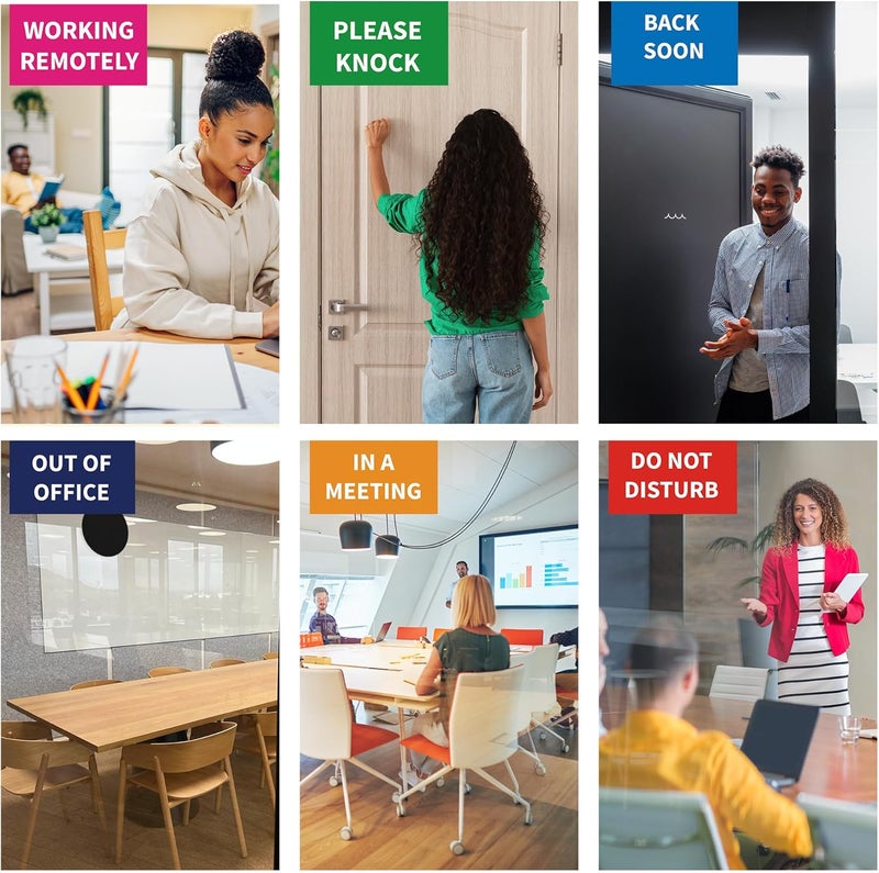 EliteSign Office Door Signs 6 Options Do Not Disturb, Please Knock, In A Meeting, Out Of Office, Working Remotely Back Soon Privacy Door Slider Sign For Meeting & Conference Room Brushed Silver - Image 5